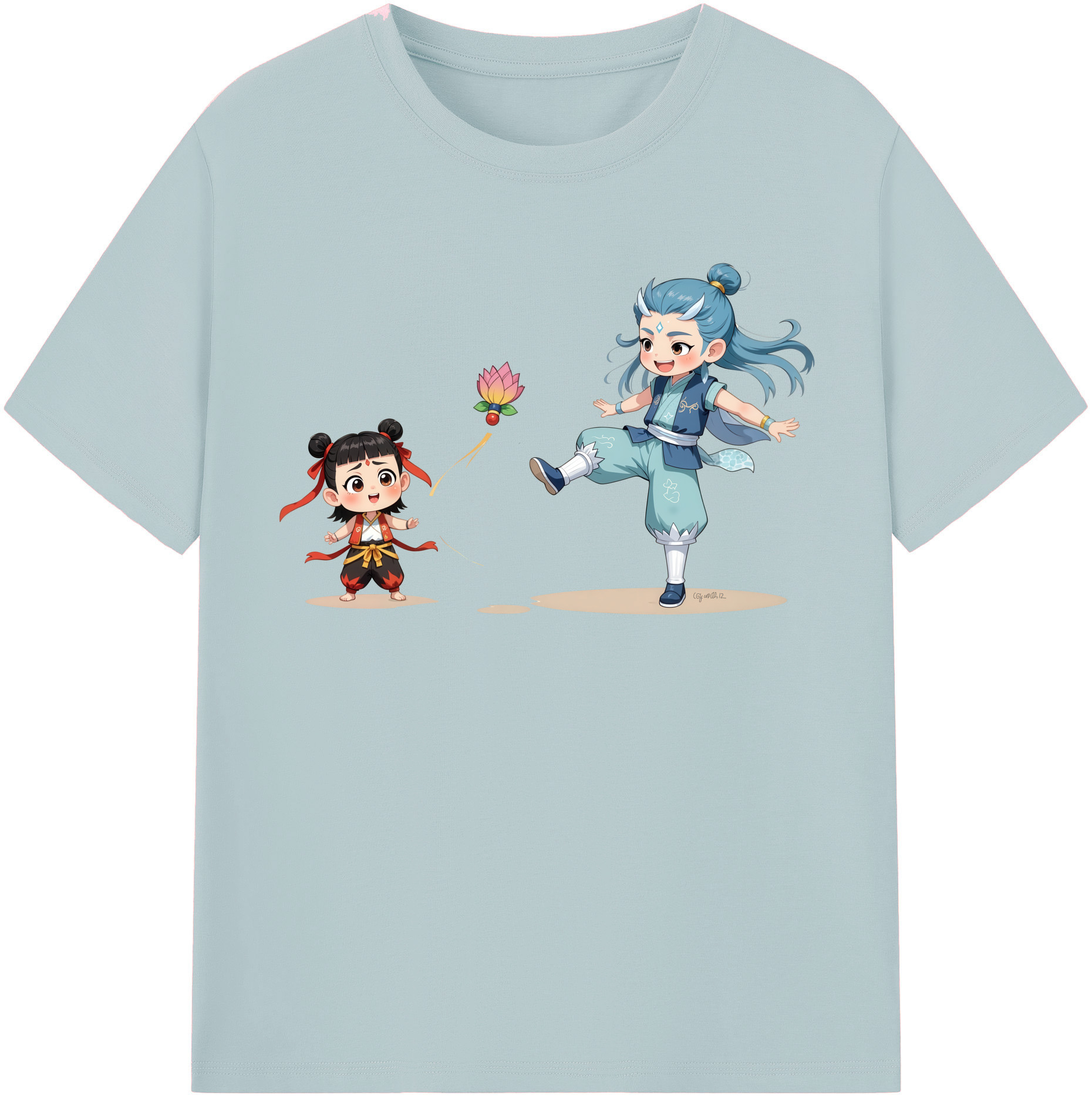 （画像用） Ne Zha 2 ナタ 魔童の大暴れ 綿100％半袖Tシャツ（フロントプリント）